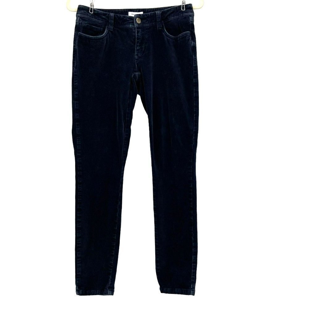 Garnet Hill Velvet Black Slim Straight Pants Womens Petites 00P